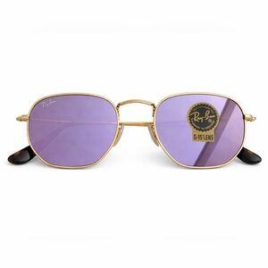 Ray-Ban Gold Frame Purple Lens Sunglasses